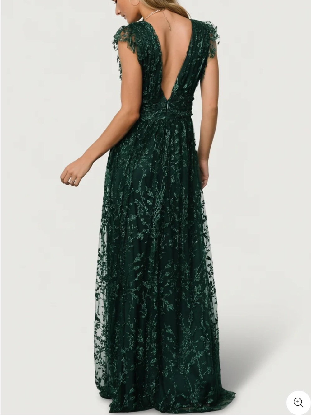 Deep Green Embellished V-Neck Gown - Picture 11 of 11